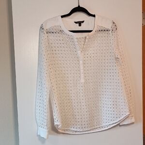 Banana Republic White Textured Blouse